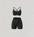2-Piece Open Back Set Pink Black